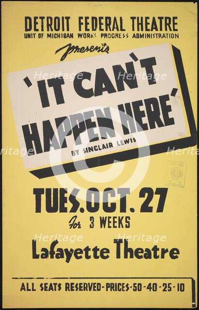 It Can't Happen Here, Detroit, 1936. Creator: Unknown.