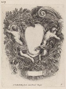 Cartouche with Apollo and Pan, 1647. Creator: Stefano della Bella.