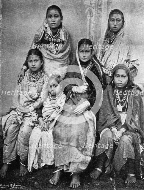 Soldiers' wives and children of the 44th Gurkhas, 1896. Artist: Bourne & Shepherd