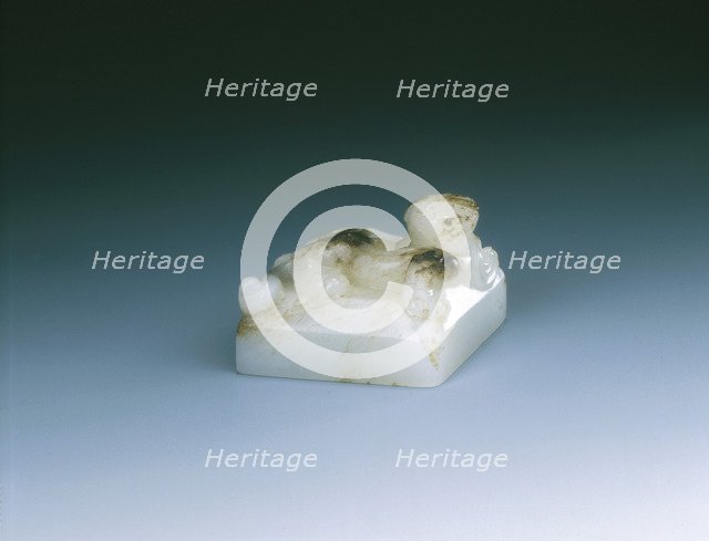 Jade square seal with kui dragon finial, early Six Dynasties period or earlier, China, c220-589. Artist: Unknown