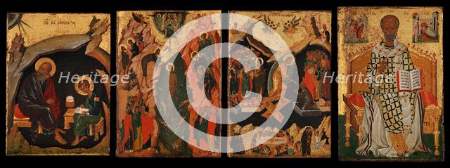 Four Icons from a Pair of Doors (Panels), possibly part of a Polyptych..., early 15th century. Creator: Unknown.