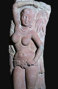 A yakshi (tree-goddess) from a Jain Stupa, 2nd century. Artist: Unknown