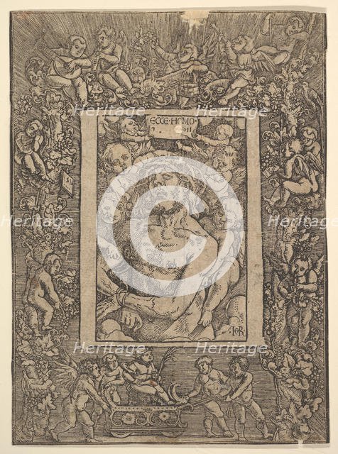 Ecce Homo with Ornamental Border showing the Triumph of Bacchus, 1511. Creator: Hans Baldung.