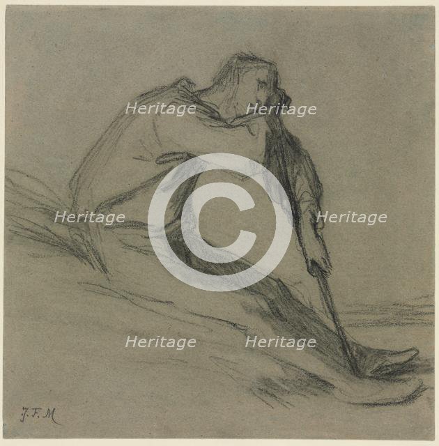 Seated Peasant Resting on a Hoe. Creator: Jean-François Millet (French, 1814-1875).