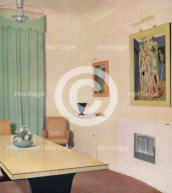 'London Dining Room with painting by Chirico', 1938. Artist: Unknown.
