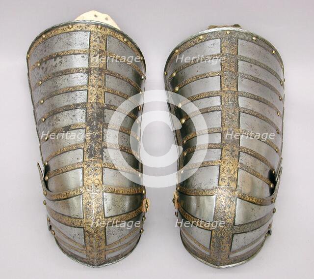 Right Thigh and Knee Defense (Cuisse and Poleyn) for the armour of Sir John Scudamore, British,1587. Creators: Royal Workshops at Greenwich, Jacob Halder.