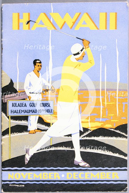 Art Deco poster for golfing holidays in Hawaii, c1930s. Artist: Unknown