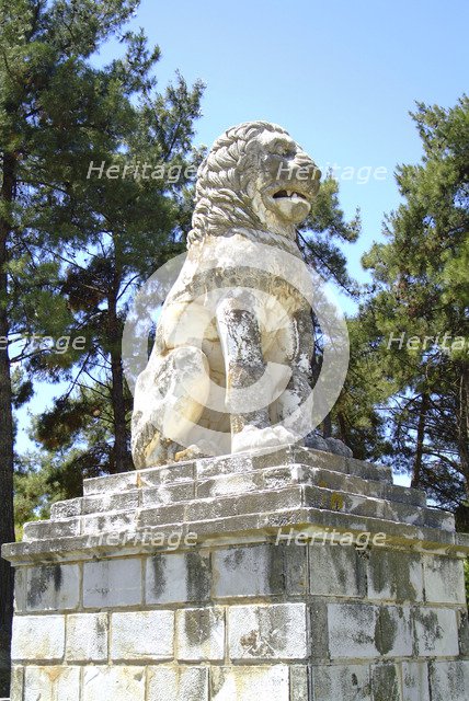 A Hellenistic stone lion, Amphipolis, Greece. Artist: Samuel Magal