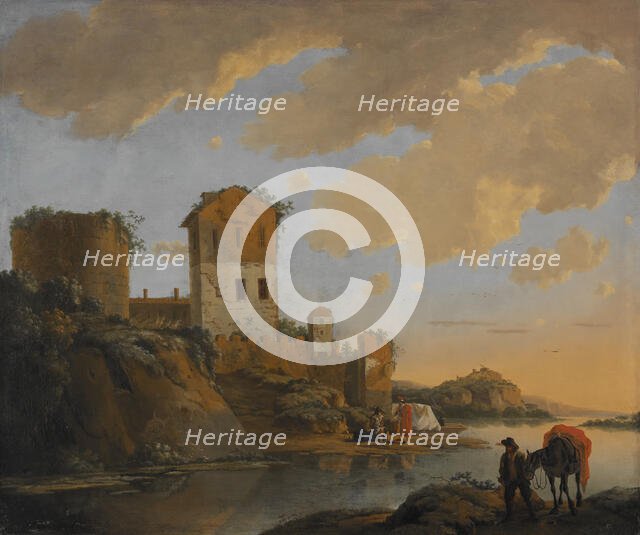 Italian River Landscape with Ruins, 1652. Creator: Horatius de Hooch.