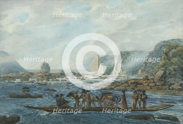 A Ferry Scene on the Susquehanna at Wright's Ferry, near Havre de Grace, 1811-ca. 1813. Creator: Pavel Petrovic Svin'in.