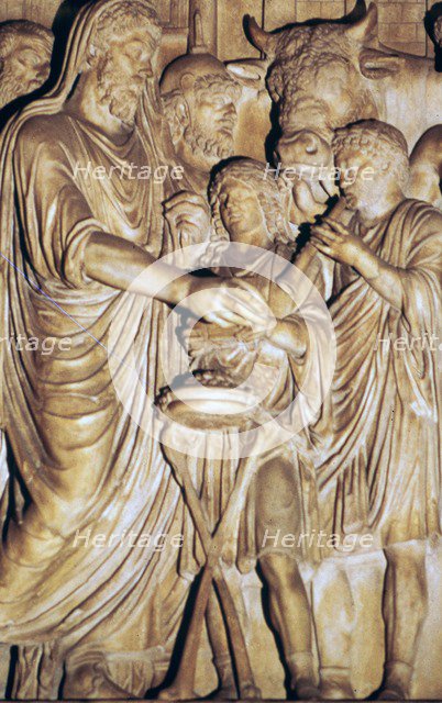 Relief of the Roman emperor Marcus Aurelius making a state sacrifice, 2nd century. Artist: Unknown