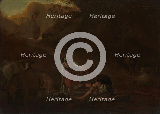 A Shepherd and Washerwomen at a Spring, c.1630-c.1637. Creator: Pieter van Laer.