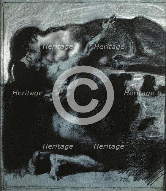 Kiss of a Sphinx, between 1890 and 1914.  Creator: Stuck, Franz, Ritter von (1863-1928).