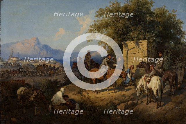 Russian Forces Crosses the Caucasus Mountains in Adjara, 1872. Artist: Willewalde, Gottfried (Bogdan Pavlovich) (1818-1903)