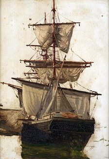 Sketch of a sailing ship  no. 1,  c1867-70. Creator: Petrus van der Velden.