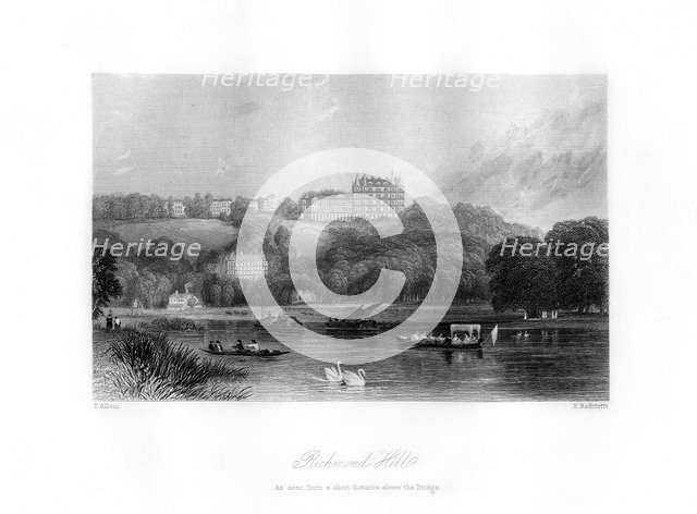 Richmond Hill, Richmond, 19th century.Artist: Edward Radclyffe