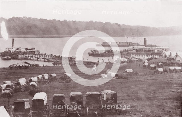 Belle Plain, Virginia. Potomac River, Upper Wharf, 1864. Creators: James Gardner, Tim O'Sullivan.
