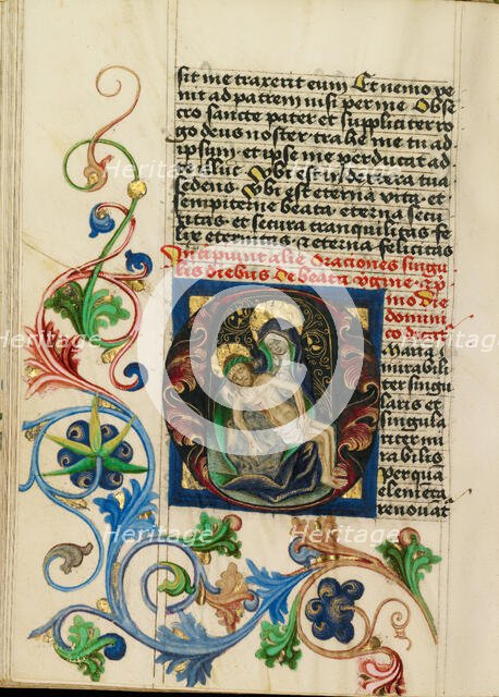 Initial O: The Pietà; Prayer Book, about 1470-1480. Creator: Workshop of Valentine Noh.
