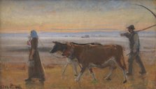 Cows Being Driven across the Moor, 1902. Creator: Michael Peter Ancher.