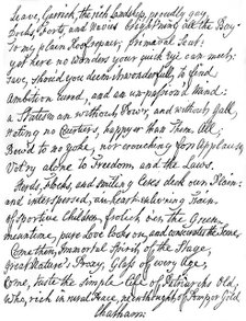 Poem by Lord Chatham to David Garrick, 18th century, (1840). Artist: William Pitt