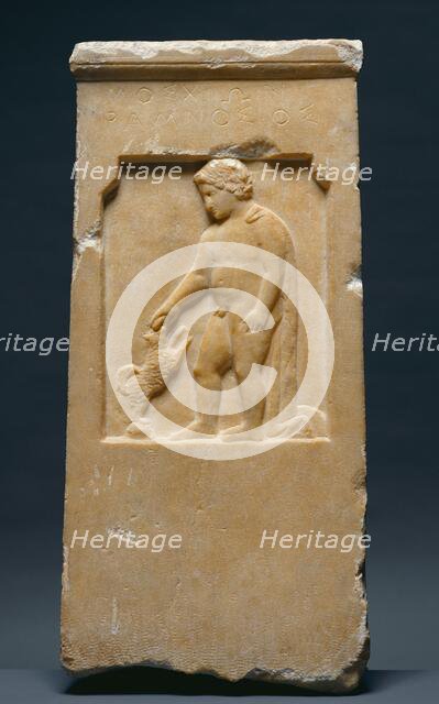 Grave Stele of Moschion with his Dog, about 375 BC. Creator: Unknown.