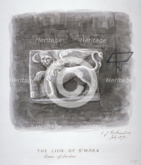 The Lion of St Mark, Tower of London, 1871. Artist: Charles James Richardson