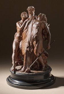 Dionysus Attended by Two Bacchantes, c.1865. Creator: Jean-Baptiste Descamps.