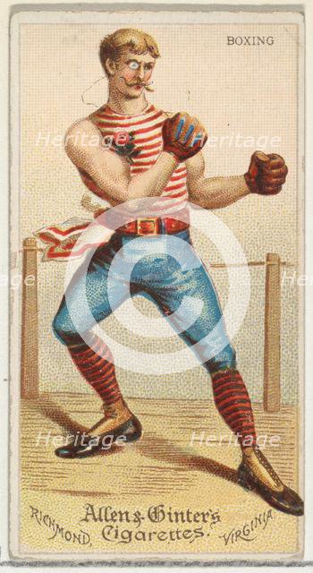 Boxing, from World's Dudes series (N31) for Allen & Ginter Cigarettes, 1888. Creator: Allen & Ginter.