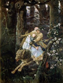 'Tsarevich Ivan Riding the Grey Wolf', 1889. Artist: Viktor Mihajlovic Vasnecov