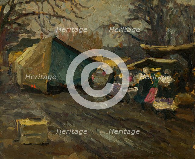 Market in front of the church, 1920-1928. Creator: Teodor Jozef Mousson.