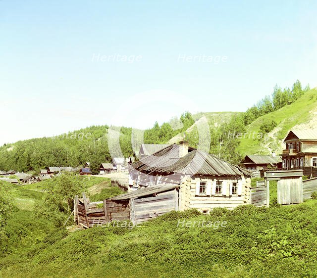 Small town of Vershiny near the city of Tobolsk, 1912. Creator: Sergey Mikhaylovich Prokudin-Gorsky.