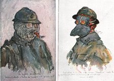 'Sur le front d'artois - Feuilles d'Album de Jean Lefort; Masques contre les gaz', 1915 (1916). Creator: Jean Lefort.