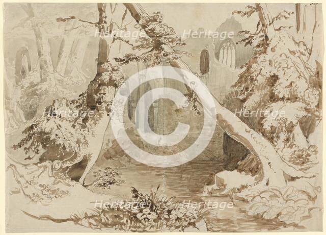 A Ruined Church in the Forest, c. 1834. Creator: Karl Blechen.