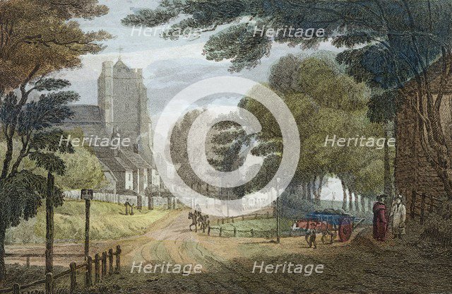 Entrance to Hastings, East Sussex, from Old London Road, showing All Saints' Church, c1790. Artist: Anon.
