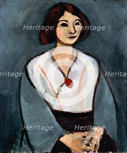 'Lady in Green (Woman with a Red Carnation)', 1909.  Creator: Henri Matisse.