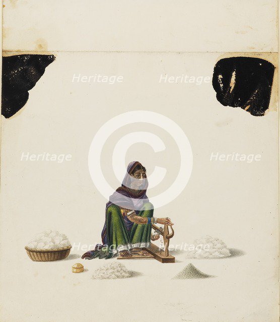 Female cotton ginner, 1840-1850. Artist: Unknown.