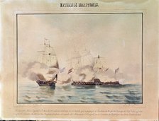 Battle of Trafalgar, the ship Santa Ana at the time of being sunk by three English ships, October…