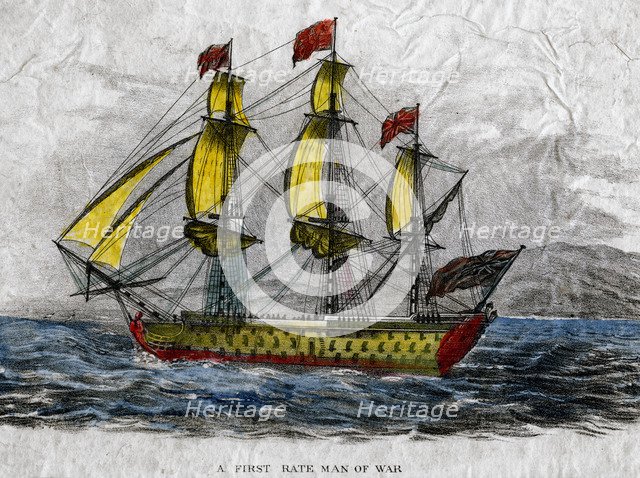 A first rate man-of-war, c18th century. Artist: Unknown