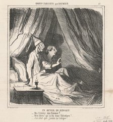 Un réveil en sursaut, 19th century. Creator: Honore Daumier.