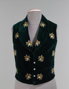 Evening vest, American, 1838. Creator: Unknown.