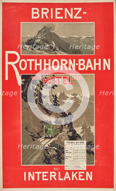Brienz Rothorn Railway and Hotel 2252 m at Interlaken, 1900. Creator: Anonymous ().
