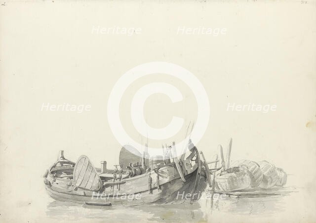 Moored boat at a jetty, 1797-1838. Creator: Johannes Christiaan Schotel.