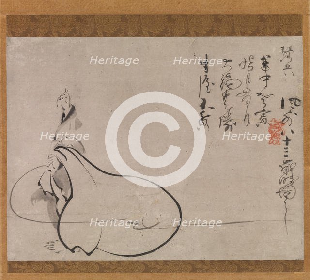 Hotei Pointing at the Moon, 1650. Creator: Fugai Ekun.