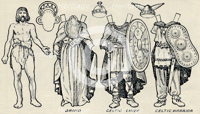 'The Gallery of Historic Costume: What The Britons and Romans Used To Wear', c1934. Artist: Unknown.