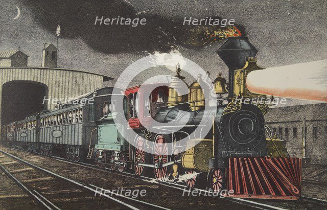 The Night Express: The Start, pub. 1871, Currier & Ives (Colour Lithograph)
