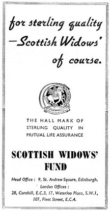 Scottish Widows Fund, 1938. Artist: Unknown