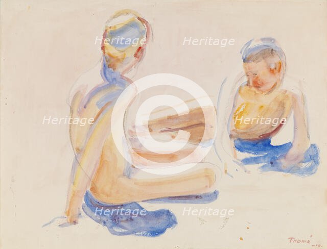 Two Boys on the Beach, 1910. Creator: Verner Thome.