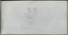 Sketchbook, page 38: Study of a Solider and Figure in Top Hat. Creator: Ernest Meissonier (French, 1815-1891).