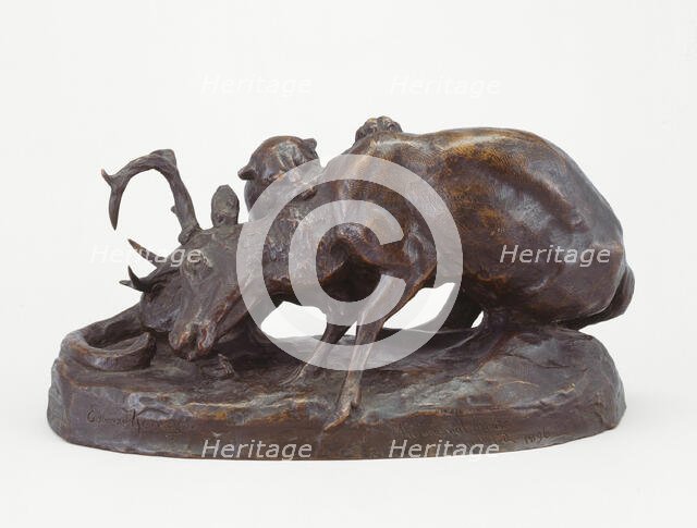 Locked in Death (Panther and Deer), Modeled 1896, cast 1896/99.  Creator: Edward Kemeys.