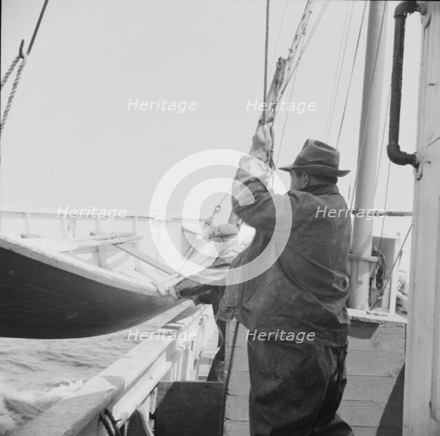 On board the fishing boat Alden out of Gloucester, Massachusetts, 1943. Creator: Gordon Parks.